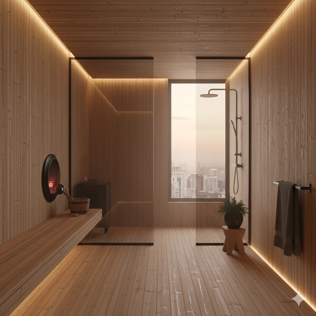 سونا مدرن با ترمووود در آپارتمان